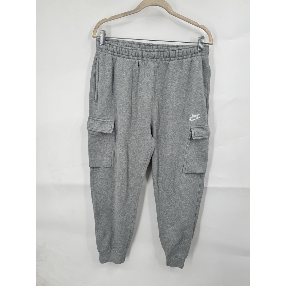 Nike‎ Club Fleece Cargo Pant Men M Silver Athleisure Streetwear Athletic Lounge